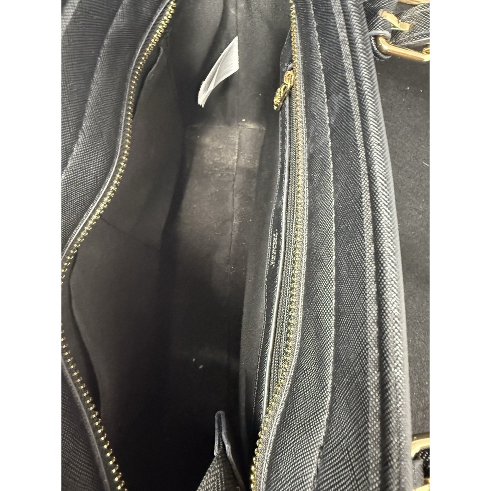 Orlandi Valentino Black Tote Handbag Gold Tone Logo Shoulder Bag Large Purse - Picture 4 of 9